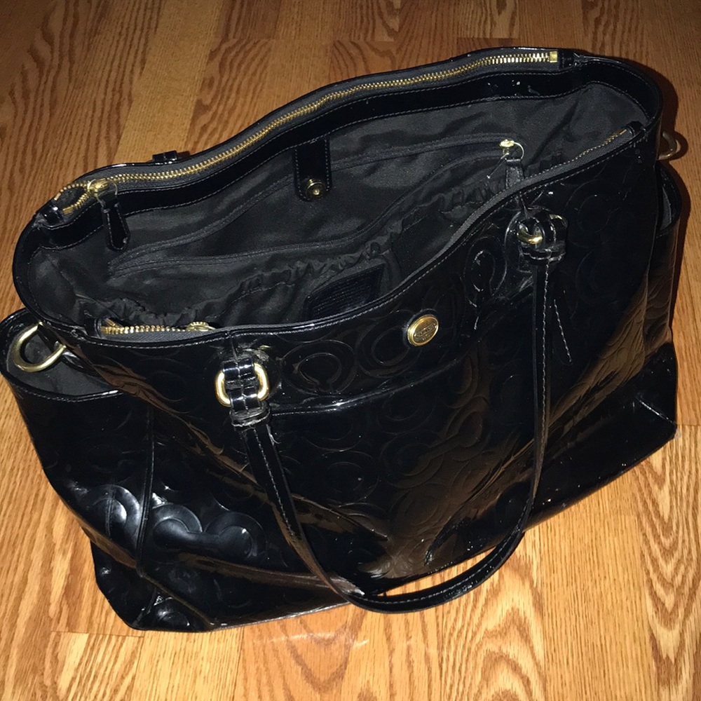 Patten leather Coach diaper bag